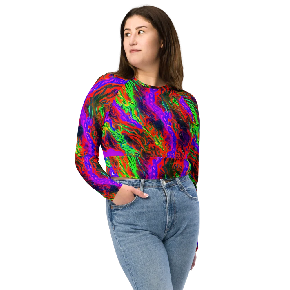 Flare Cascade on Long Sleeve Crop Top — Front