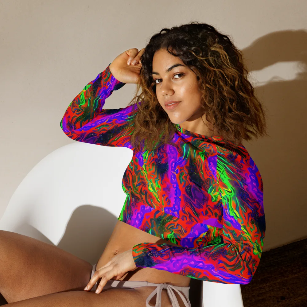Flare Cascade on Long Sleeve Crop Top — Left Front