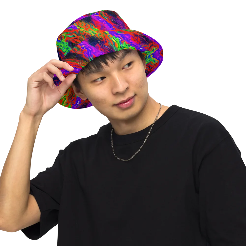 Flare Cascade on Reversible Bucket Hat — Front Inside