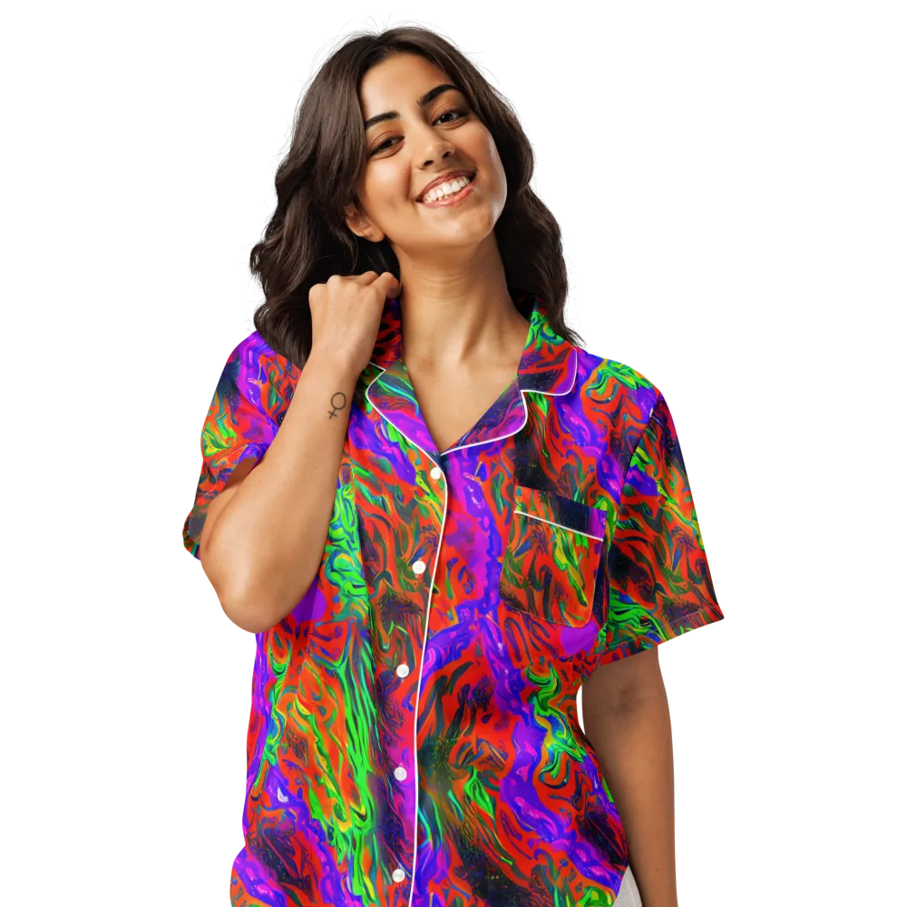 Flare Cascade on Women's Short Sleeve Pajama Top — Front