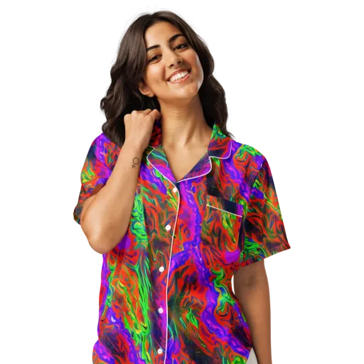 Flare Cascade on a Women's Short Sleeve Pajama Top