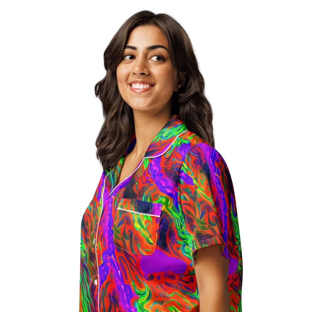 Flare Cascade on Women's Short Sleeve Pajama Top — Left Front