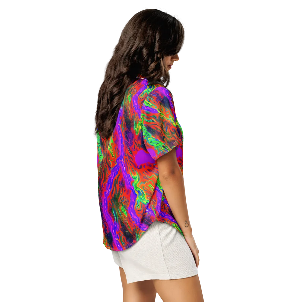 Flare Cascade on Women's Short Sleeve Pajama Top — Right Back