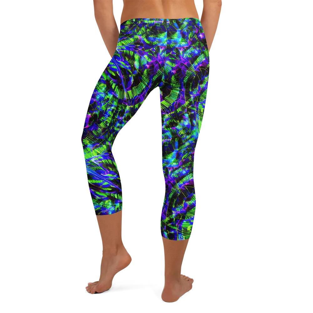 Acid Rainforest on Capri Leggings — Back