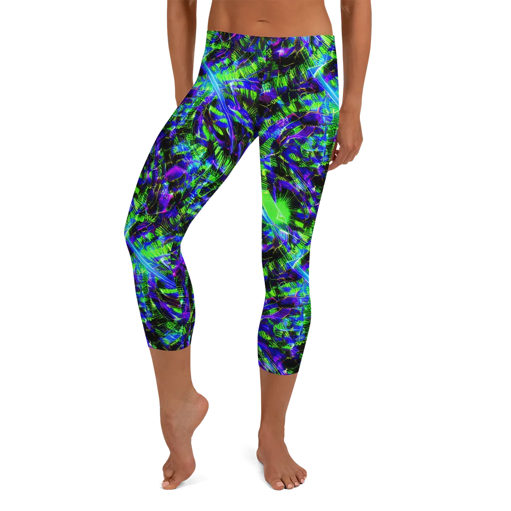 Acid Rainforest on Capri Leggings — Front
