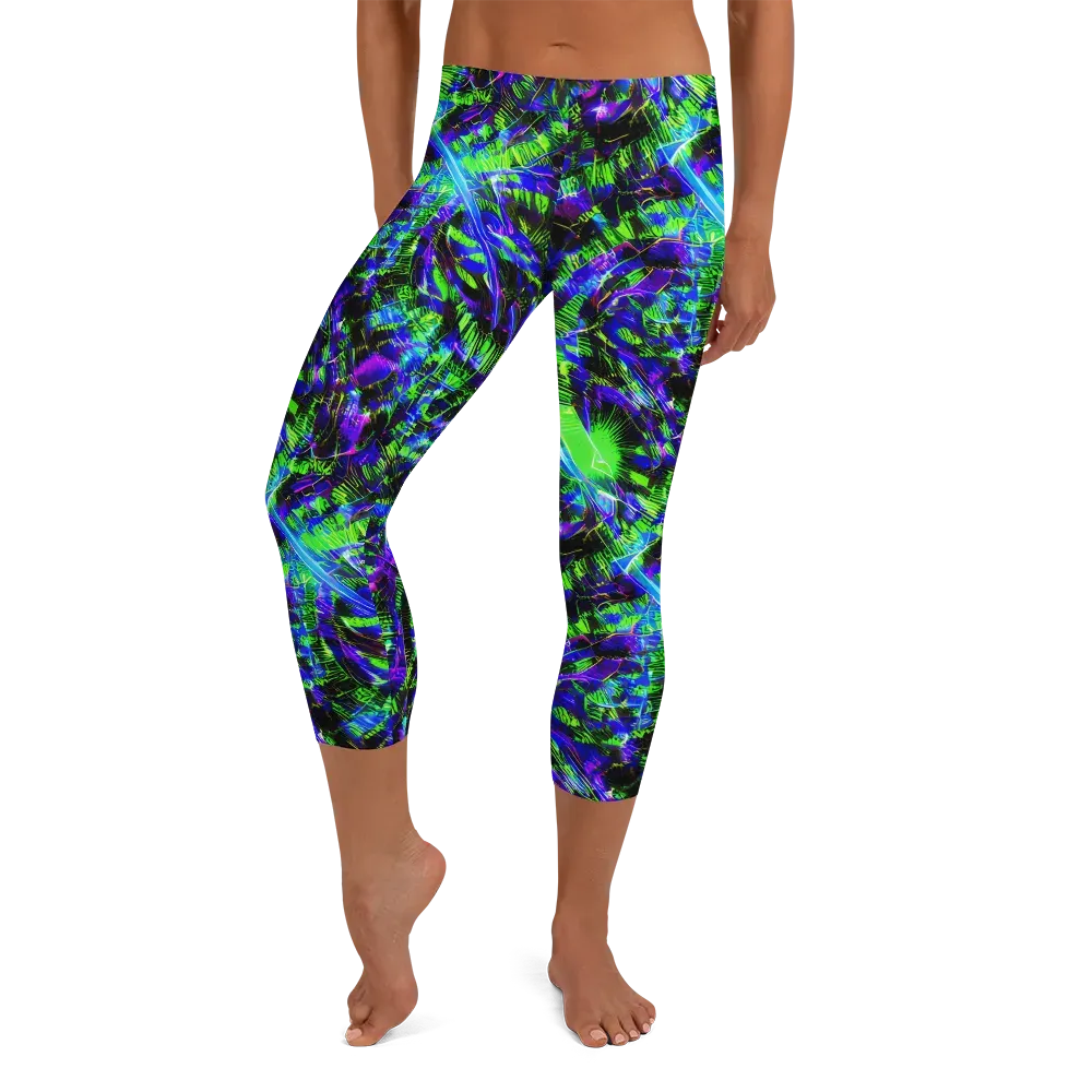 Acid Rainforest on Capri Leggings — Front