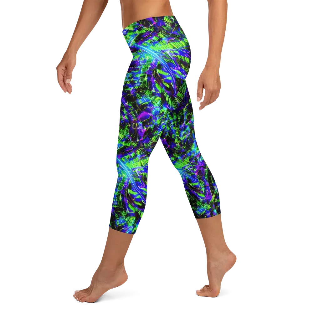 Acid Rainforest on Capri Leggings — Left