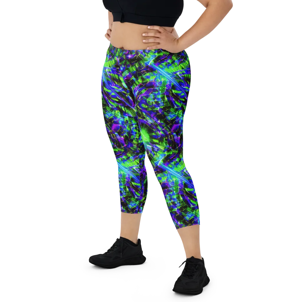 Acid Rainforest on Capri Leggings — Front