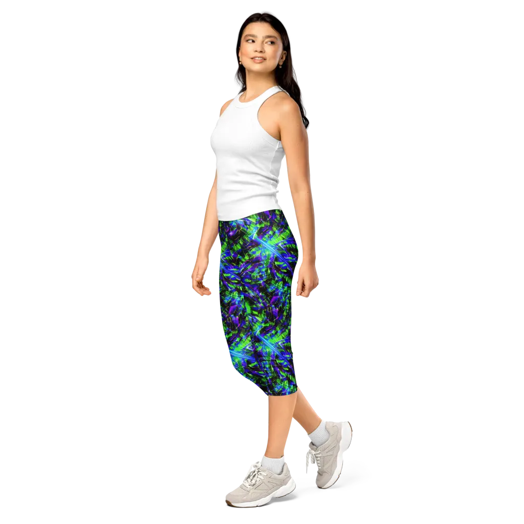 Acid Rainforest on Capri Leggings — Left Front