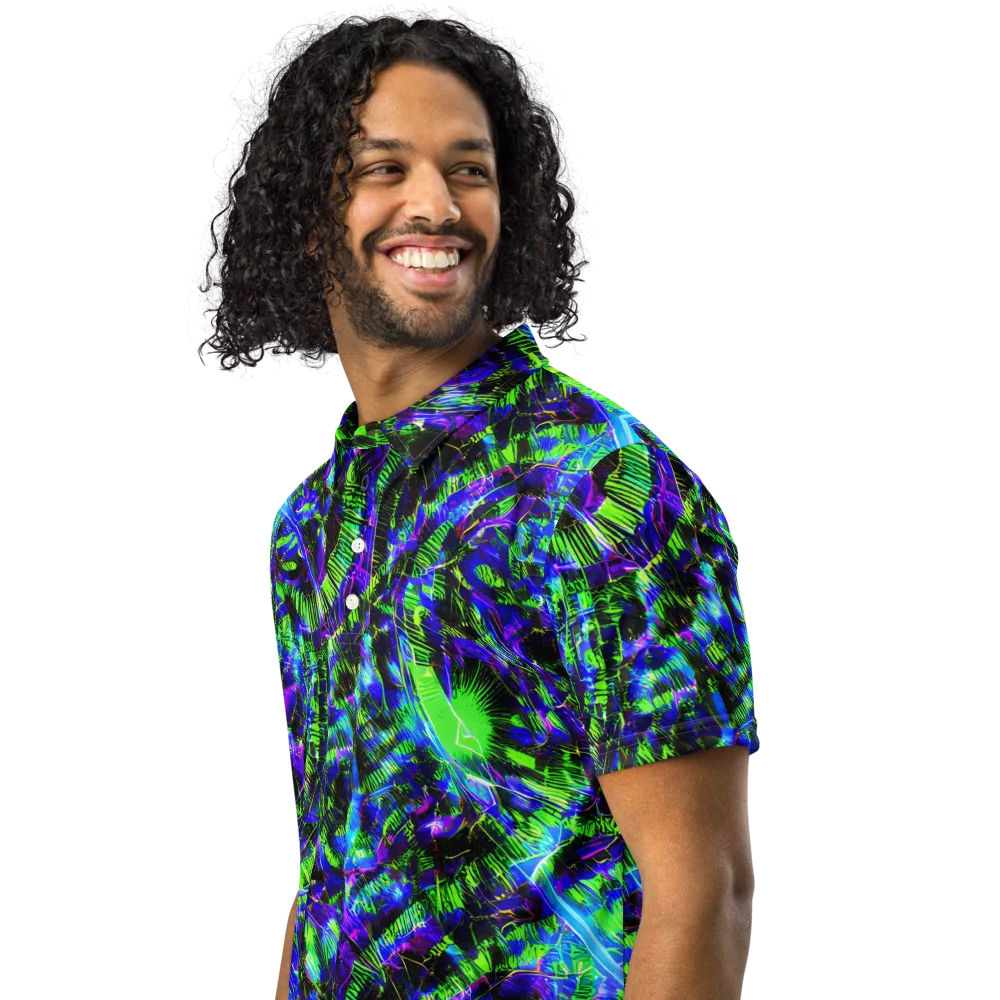Acid Rainforest on Men's Slim Fit Polo Shirt — Left Front