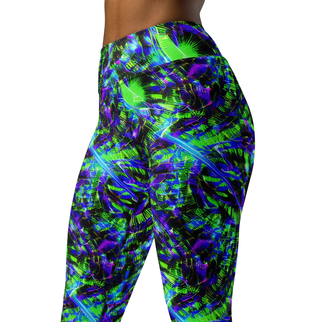 Acid Rainforest on Yoga Leggings — Left Front