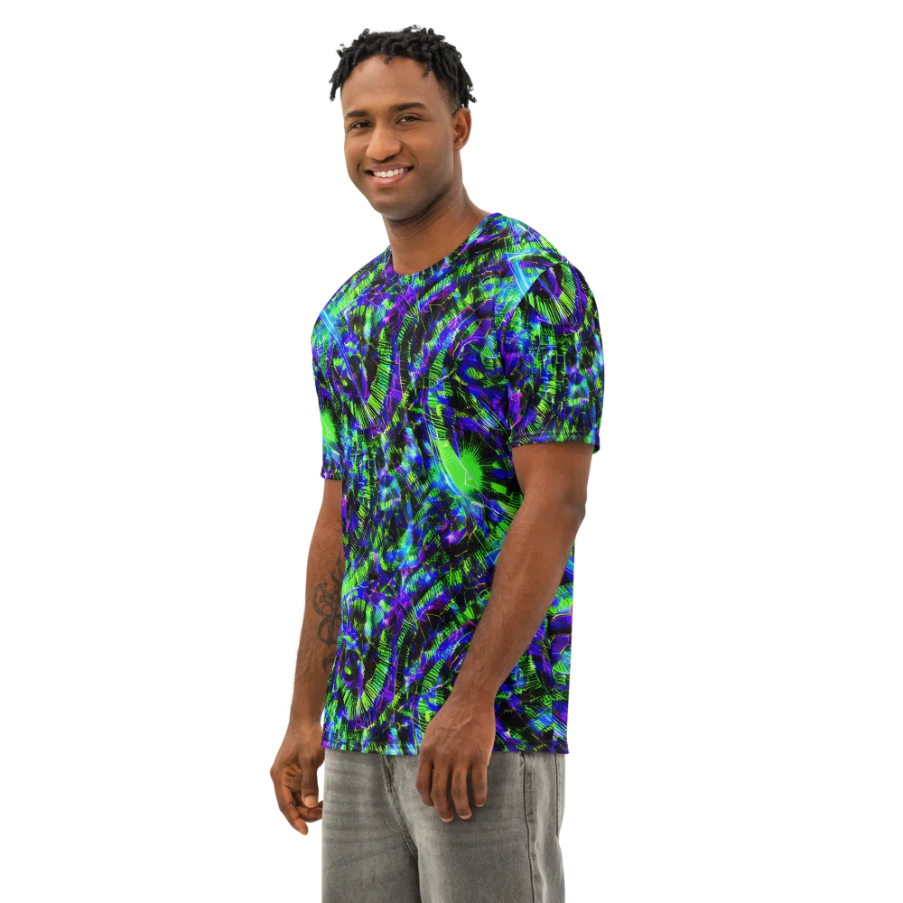 Acid Rainforest on Men's Cotton Crew Neck T-Shirt — Left Front