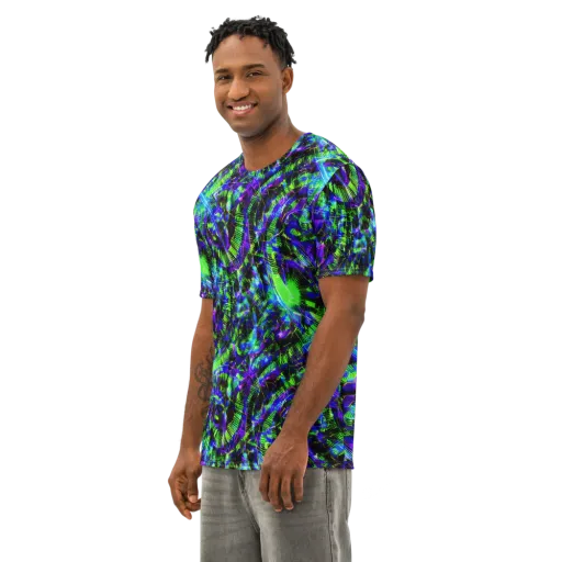Acid Rainforest on a Men's Cotton Crew Neck T-Shirt
