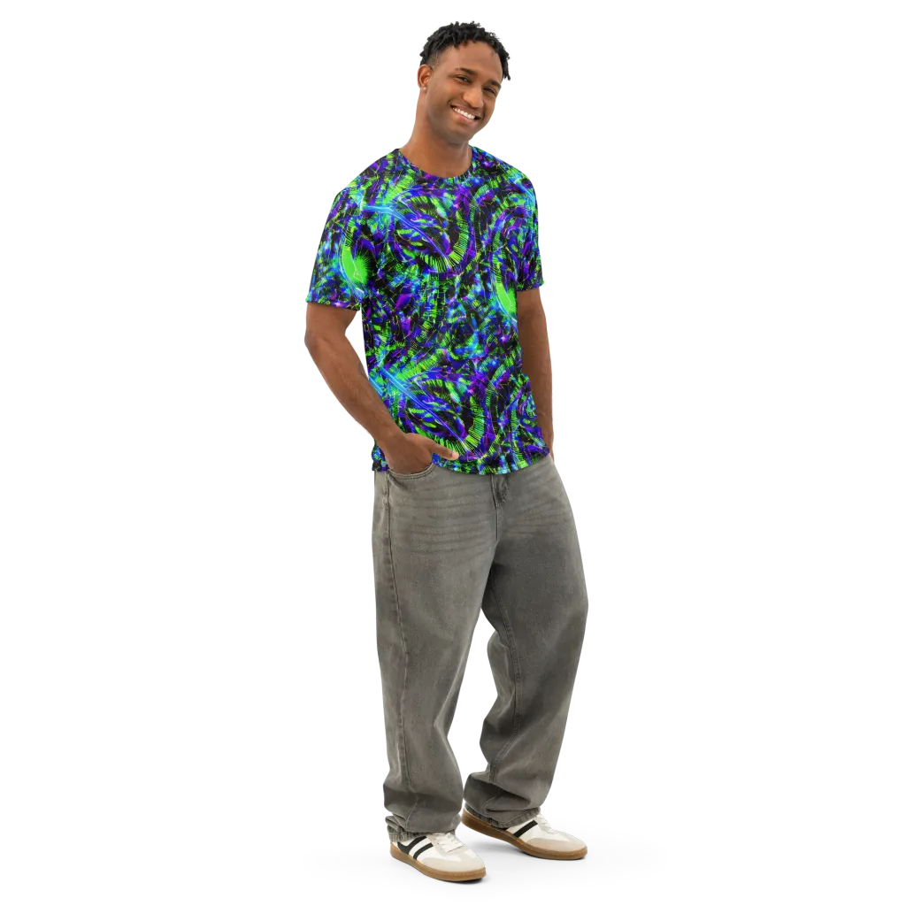Acid Rainforest on Men's Cotton Crew Neck T-Shirt — Right Front