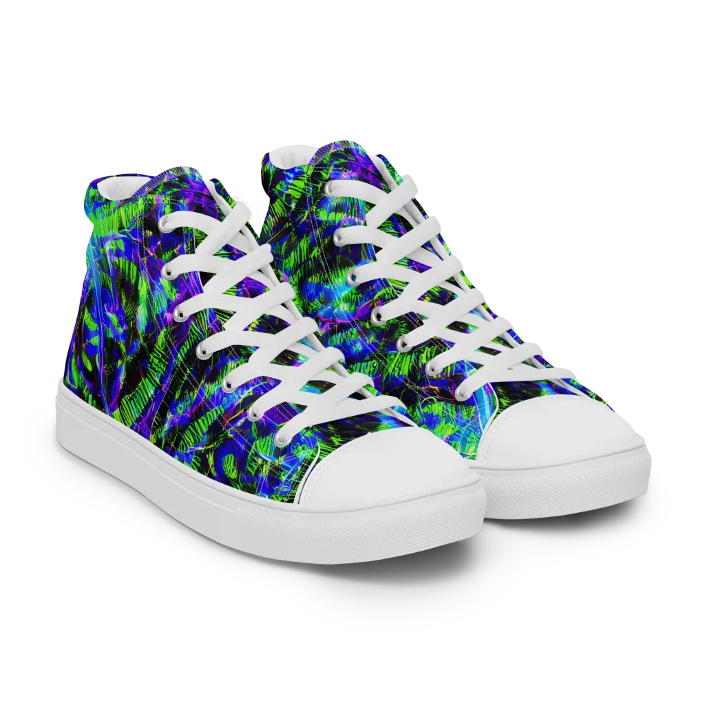 Acid Rainforest on Men's High Top Canvas Shoes — Right Front