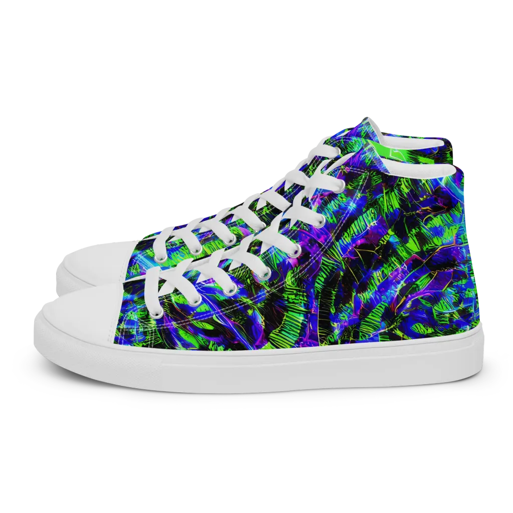 Acid Rainforest on Men's High Top Canvas Shoes — Left