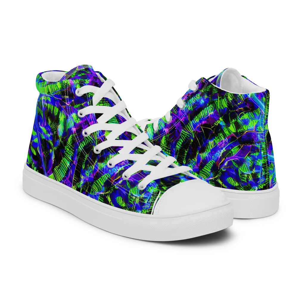 Acid Rainforest on Men's High Top Canvas Shoes — Right