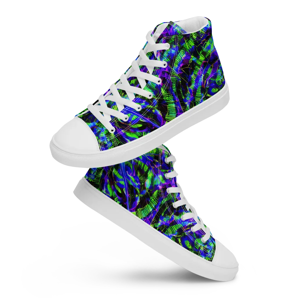 Acid Rainforest on Men's High Top Canvas Shoes — Front
