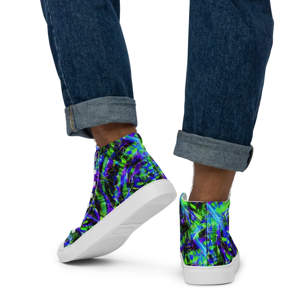 Acid Rainforest on Men's High Top Canvas Shoes — Back
