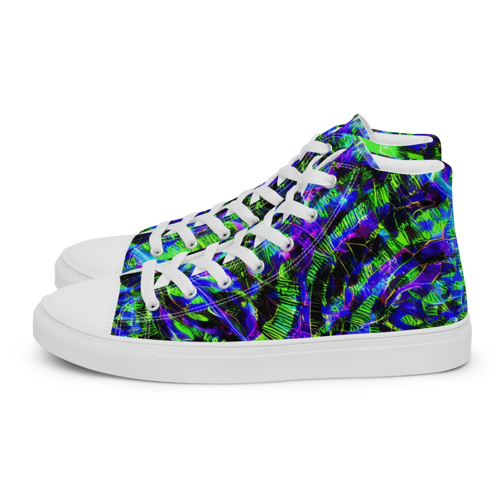 Acid Rainforest on Women's High Top Canvas Shoes — Left