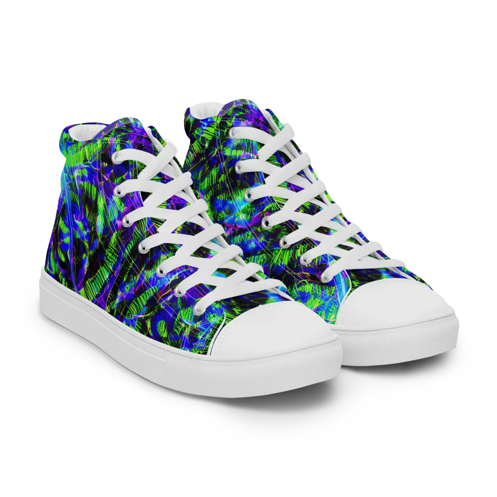 Acid Rainforest on Women's High Top Canvas Shoes — Right Front