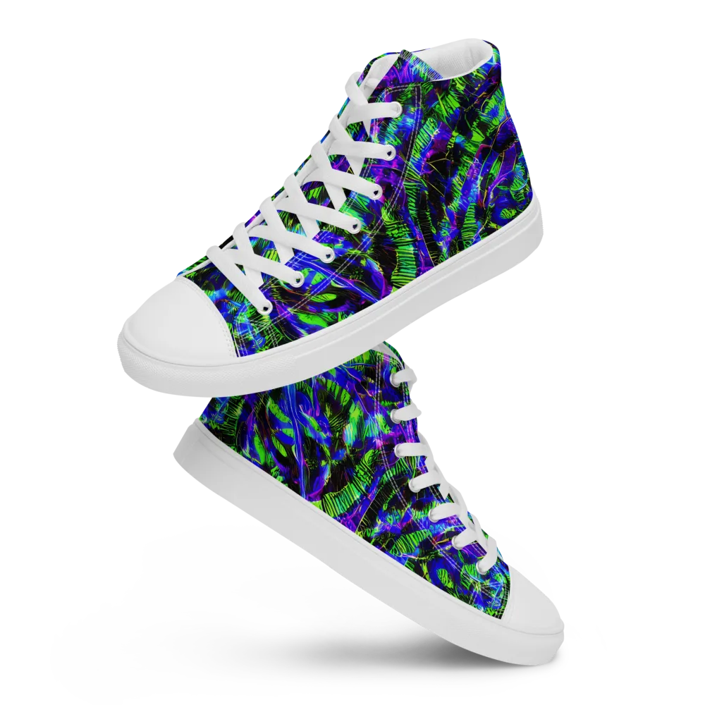 Acid Rainforest on Women's High Top Canvas Shoes — Front