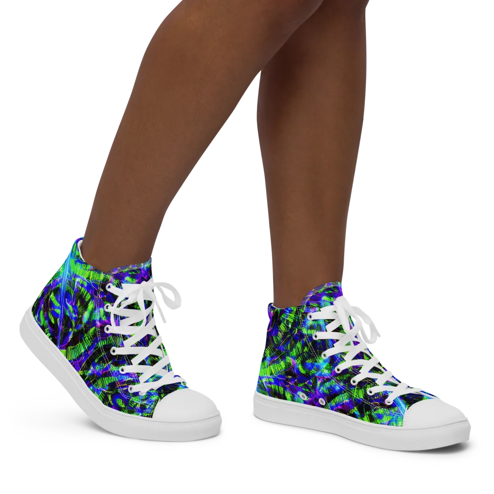 Acid Rainforest on Women's High Top Canvas Shoes — Right