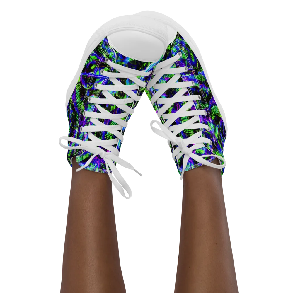 Acid Rainforest on Women's High Top Canvas Shoes — Front