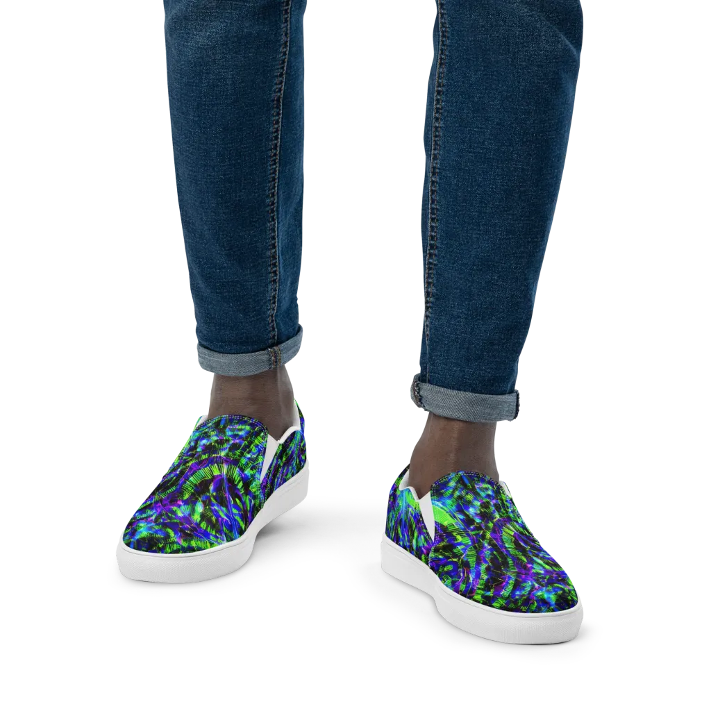 Acid Rainforest on Men's Slip-On Canvas Shoes — Front