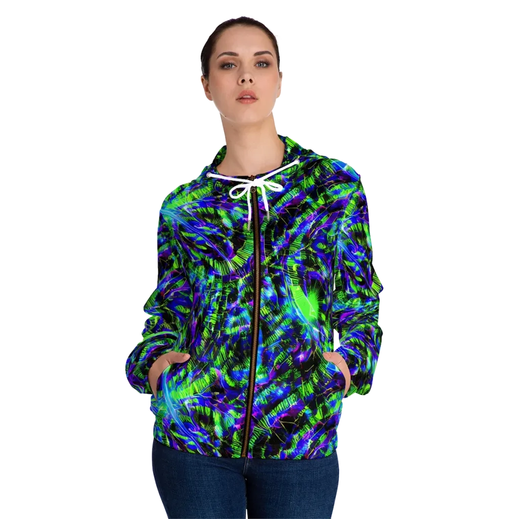 Acid Rainforest on Women's Full-Zip Hoodie — Front On Person