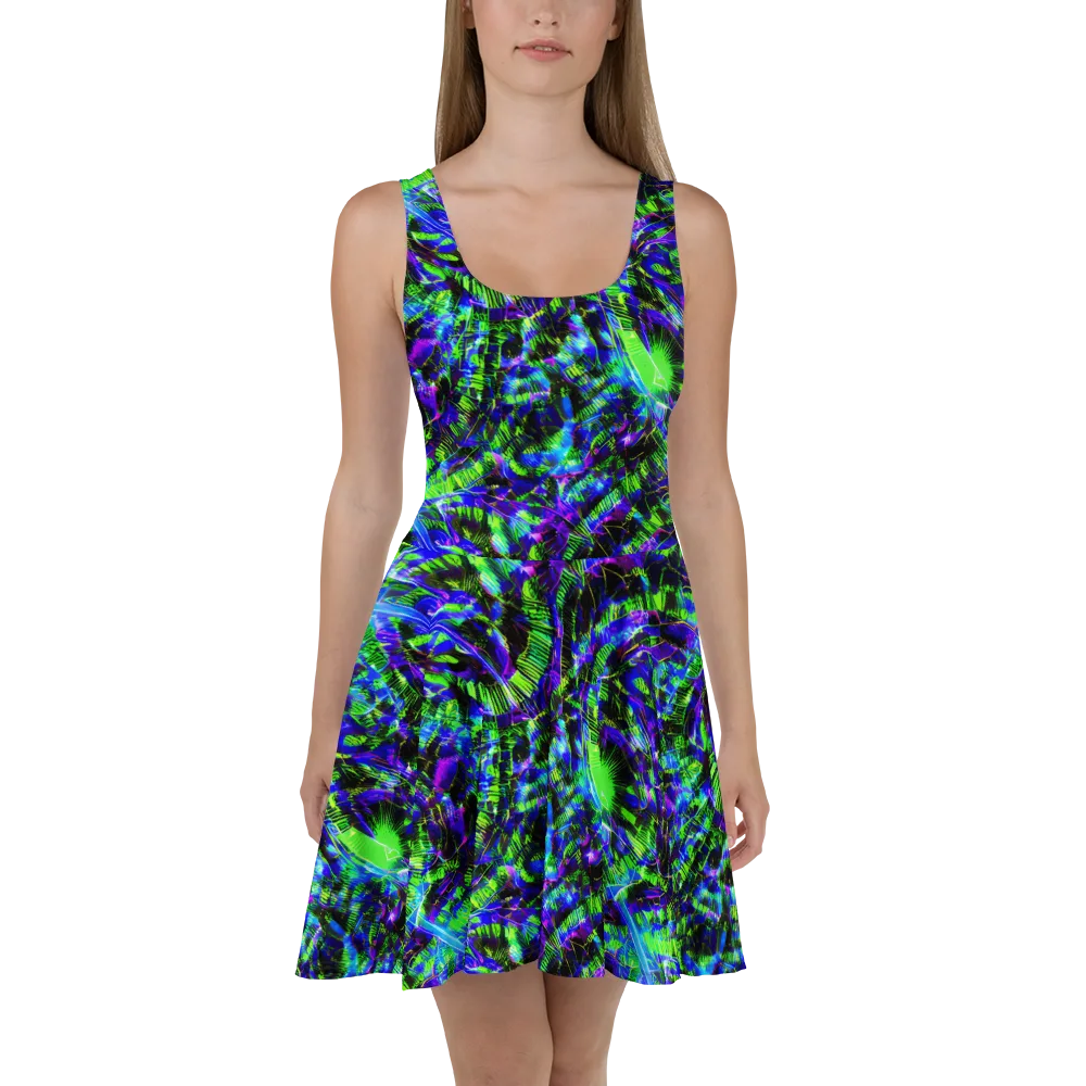 Acid Rainforest on Skater Dress — Front