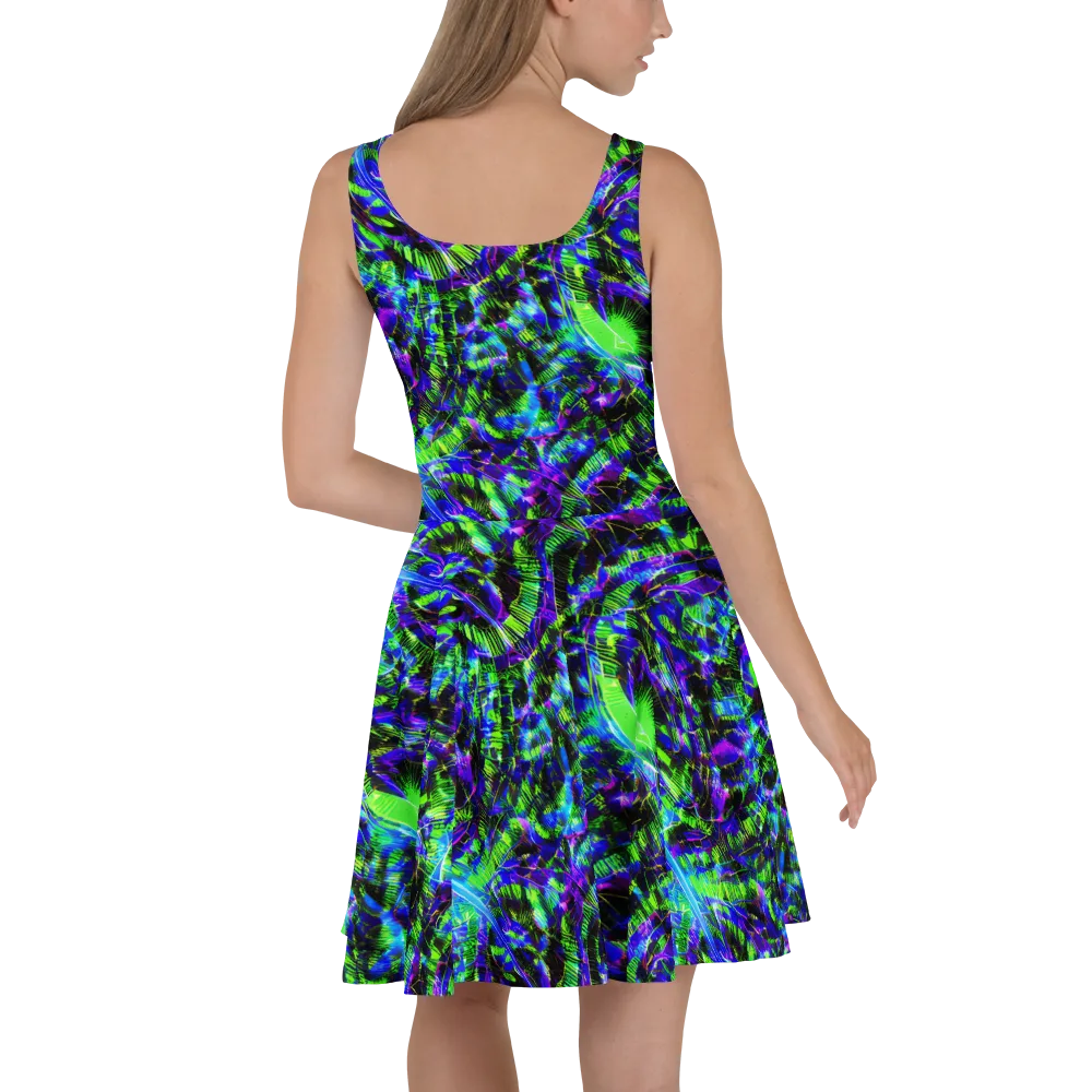 Acid Rainforest on Skater Dress — Back