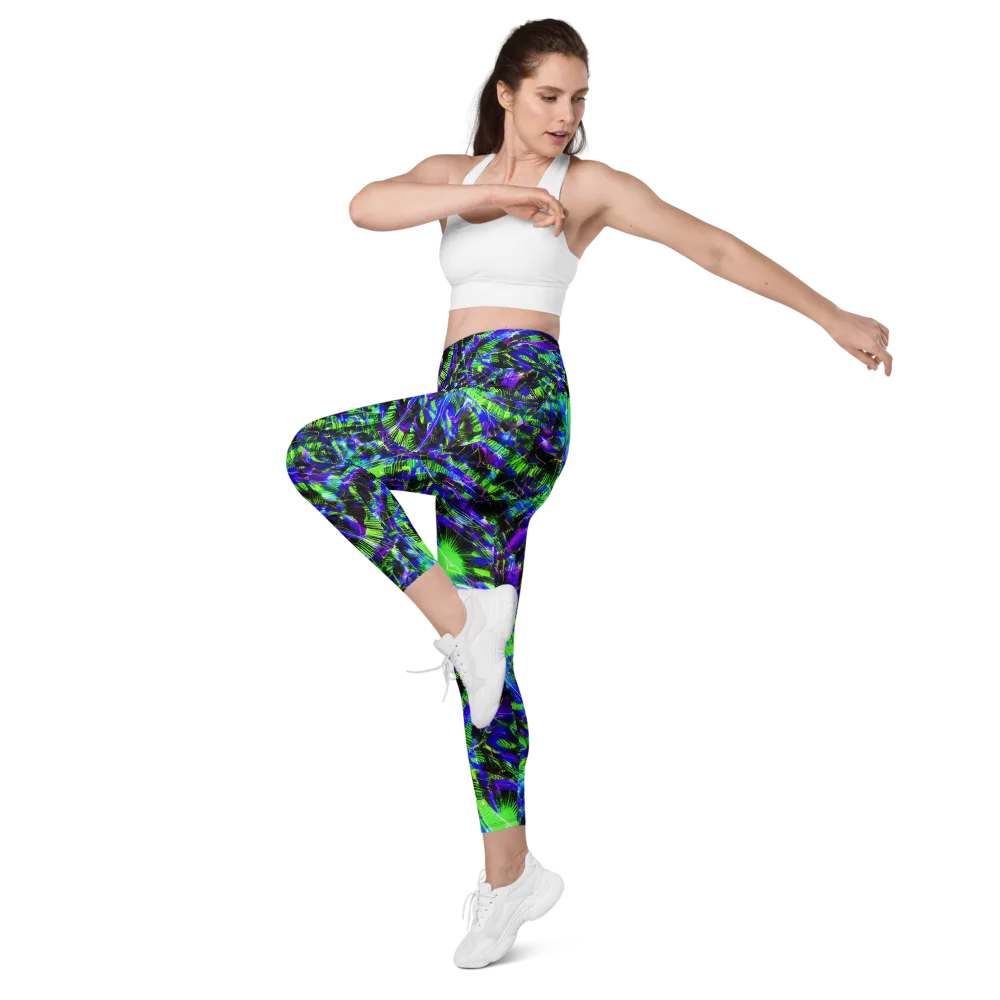Acid Rainforest on Leggings with Pockets — Left Front