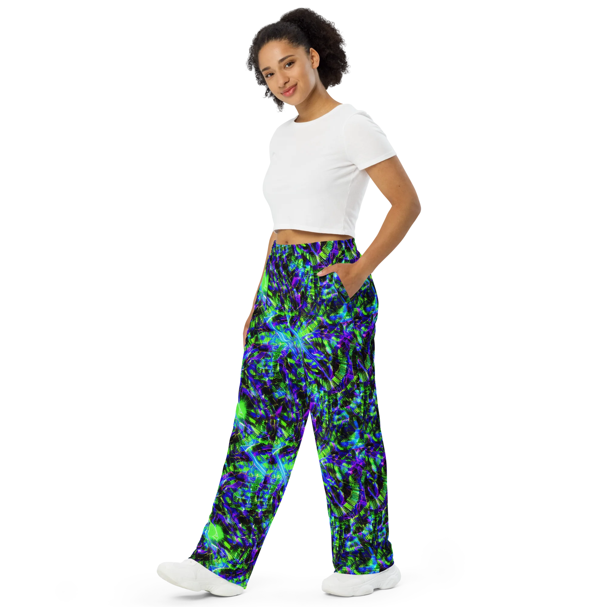 Acid Rainforest on Wide-Leg Pants — Left Front