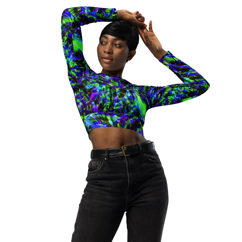 Acid Rainforest on Long Sleeve Crop Top — Front