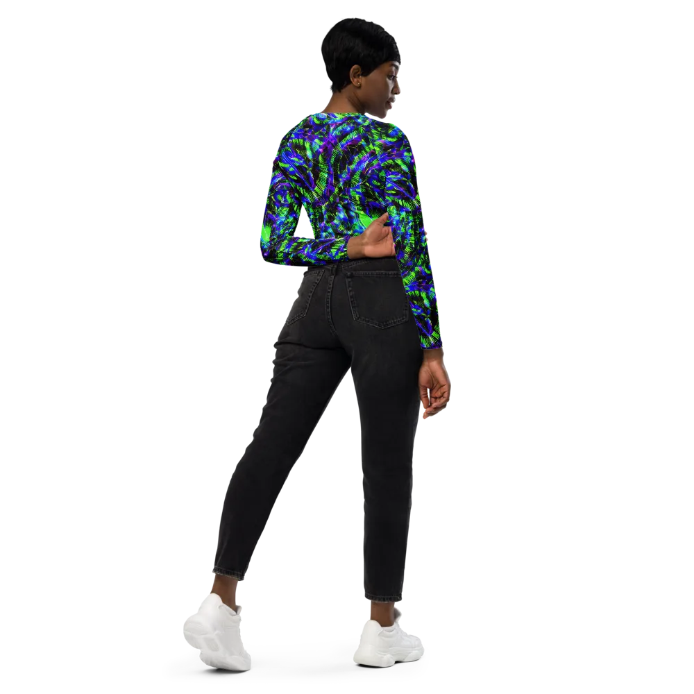 Acid Rainforest on Long Sleeve Crop Top — Right Back