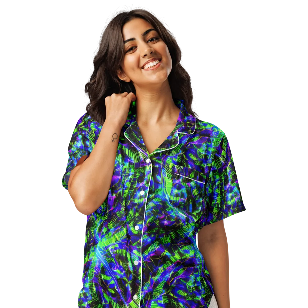 Acid Rainforest on Women's Short Sleeve Pajama Top — Front