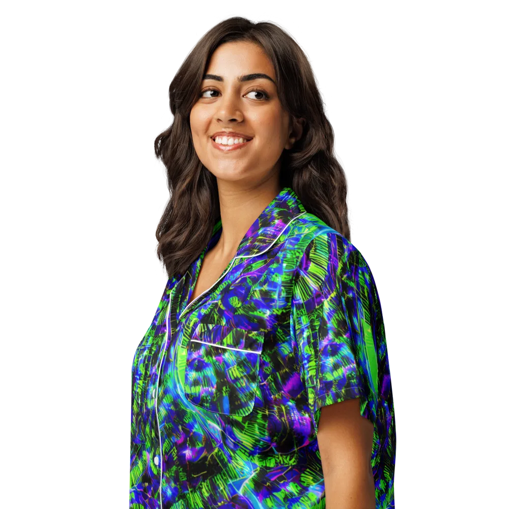 Acid Rainforest on Women's Short Sleeve Pajama Top — Left Front