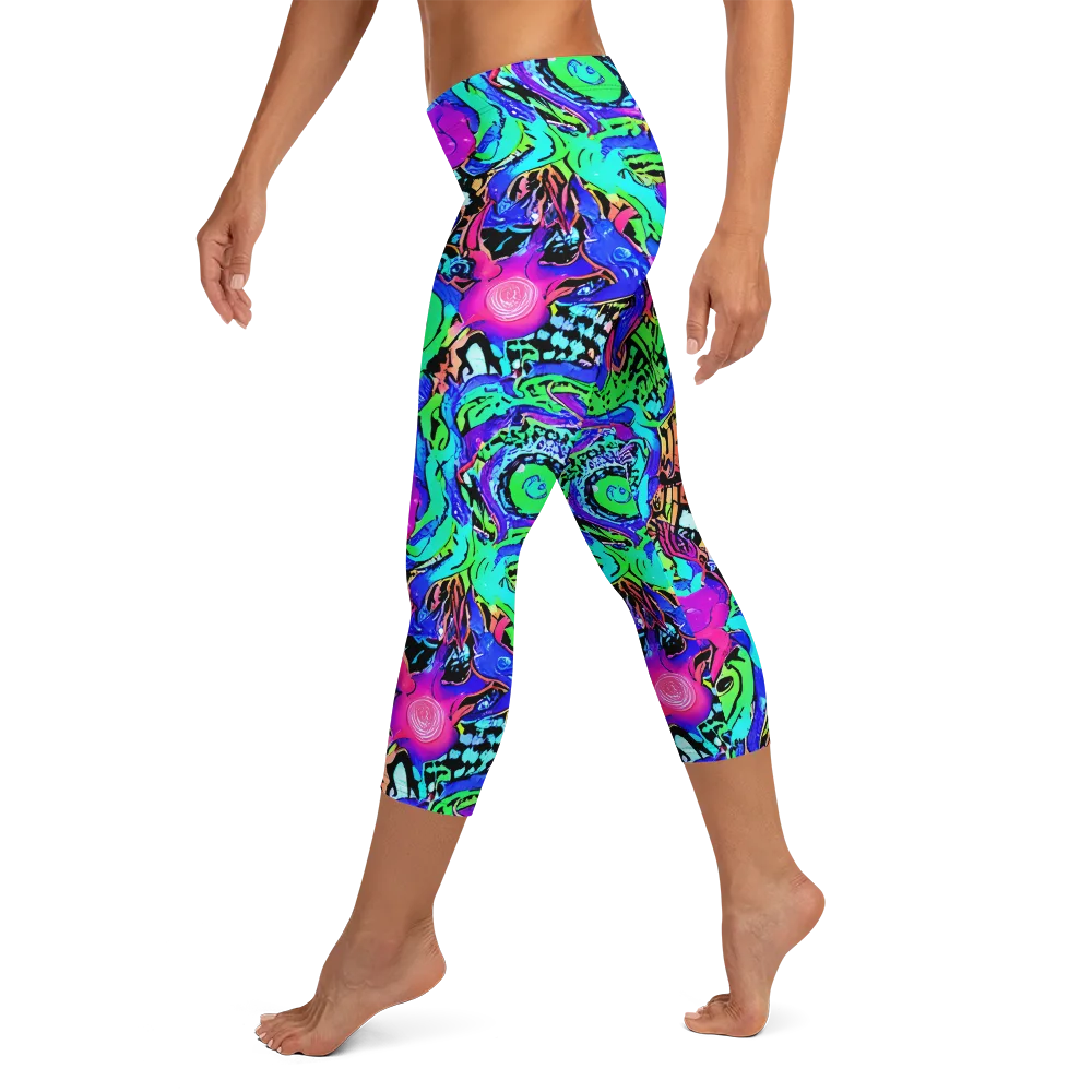 Hypercolor Jungle on Capri Leggings — Left