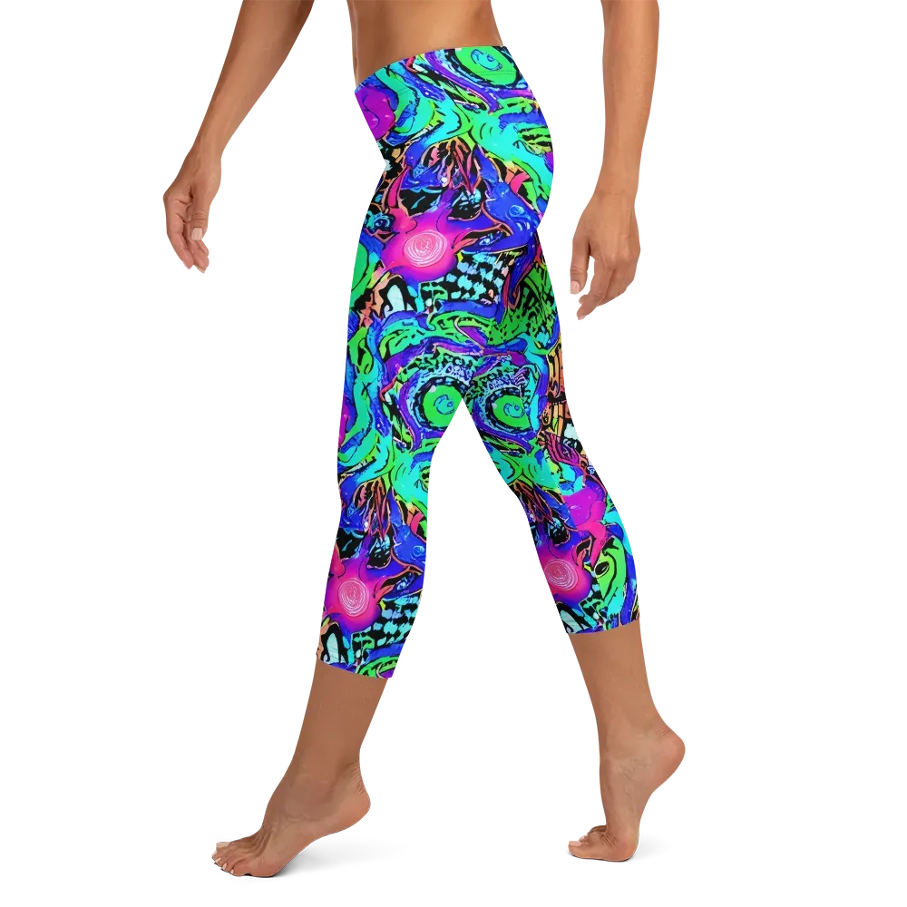 Hypercolor Jungle on Capri Leggings — Left