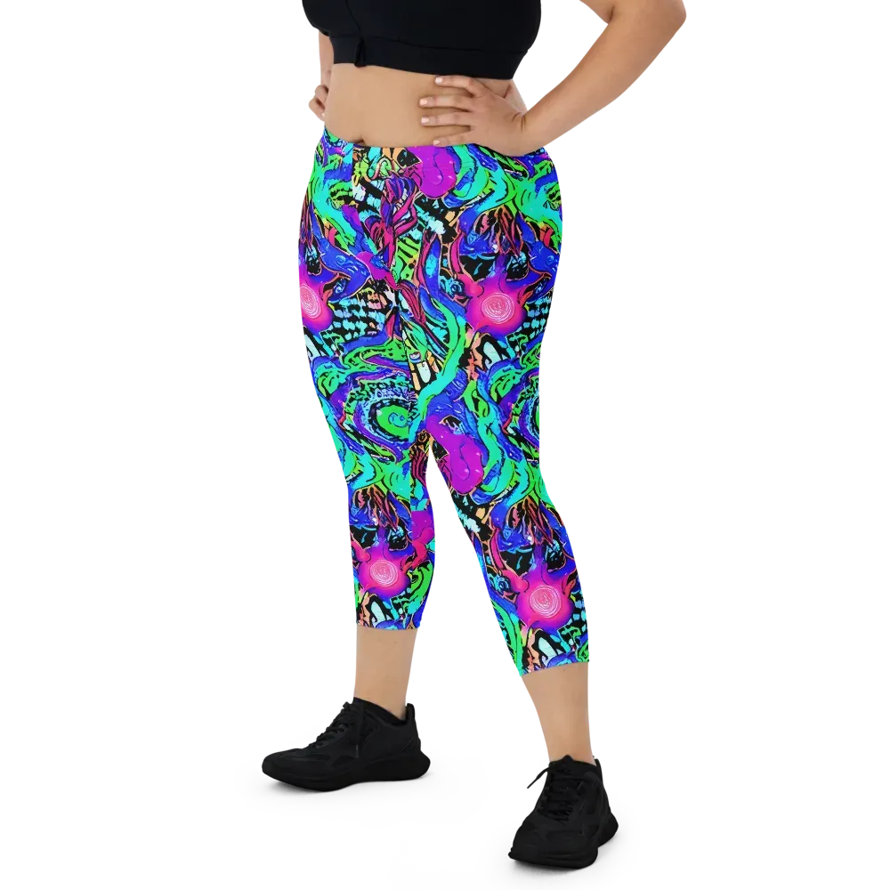 Hypercolor Jungle on Capri Leggings — Front