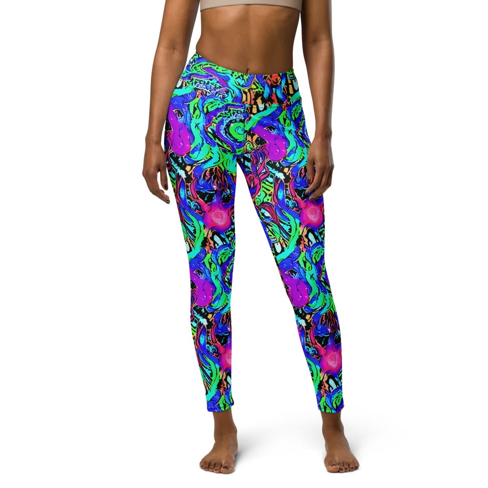 Hypercolor Jungle on Yoga Leggings — Front