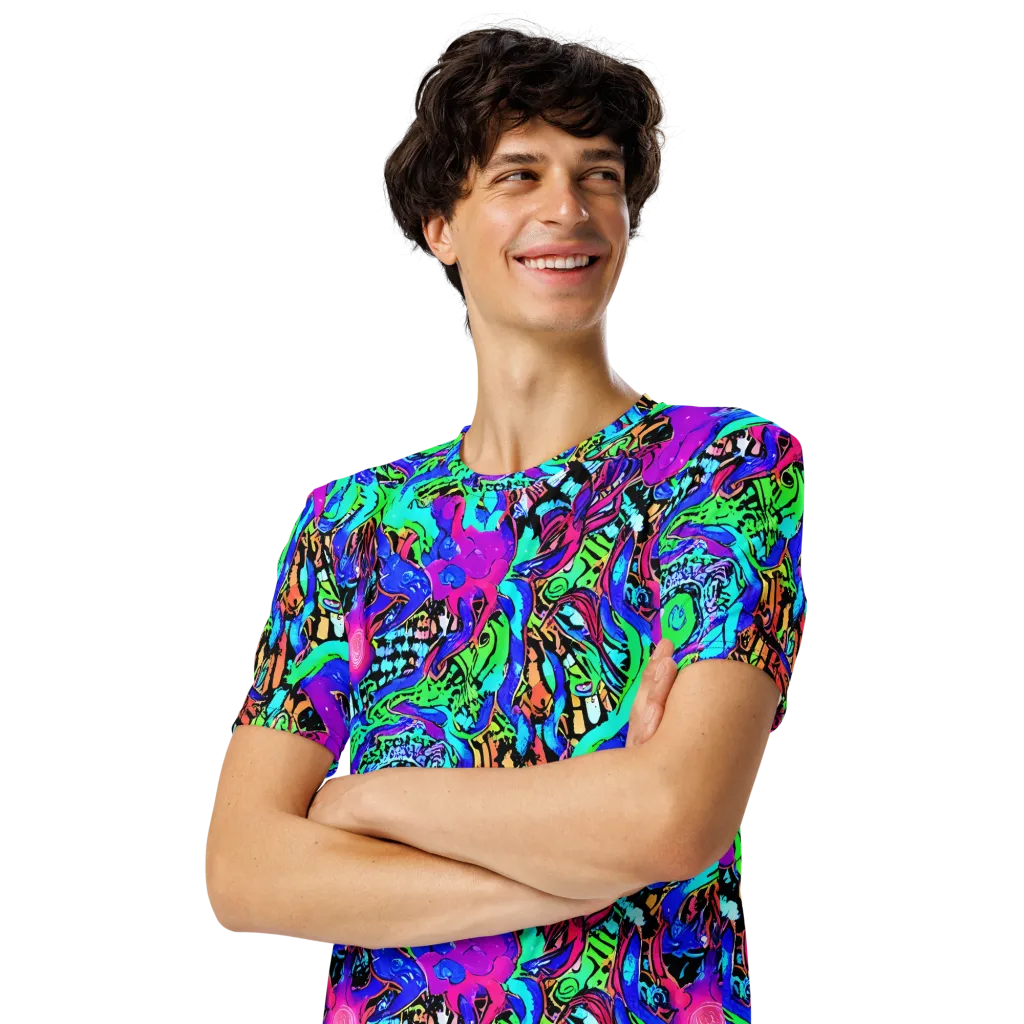 Hypercolor Jungle on Men's Crew Neck T-Shirt — Left Front