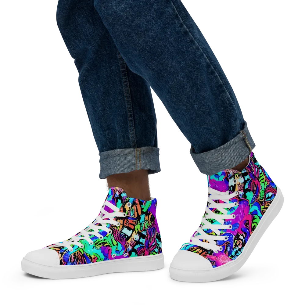 Hypercolor Jungle on Men's High Top Canvas Shoes — Left