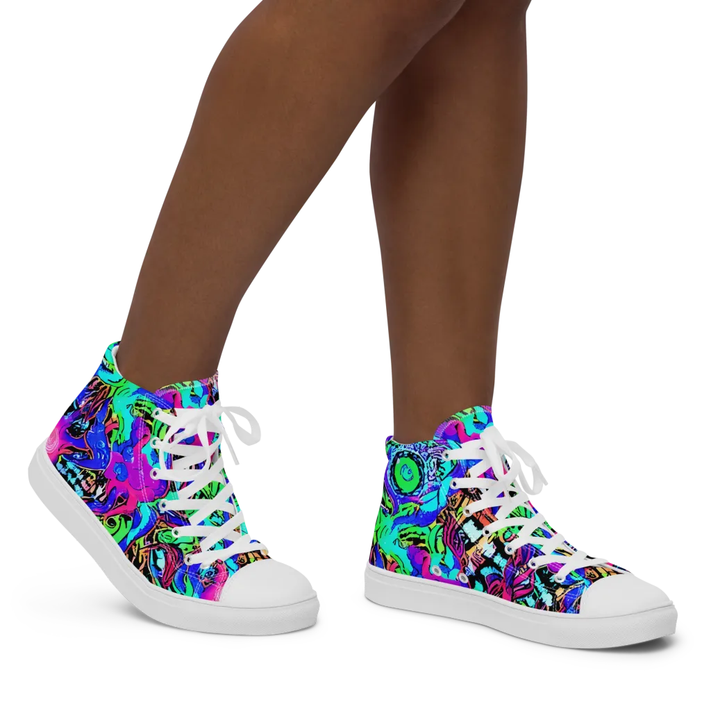 Hypercolor Jungle on Women's High Top Canvas Shoes — Right