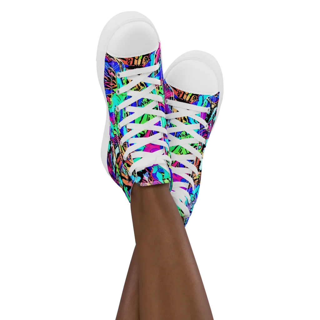 Hypercolor Jungle on Women's High Top Canvas Shoes — Front