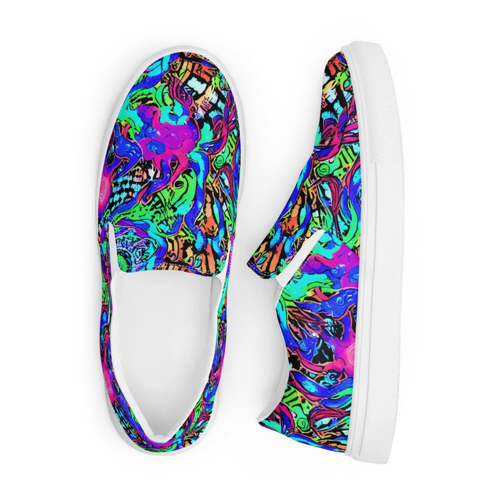 Hypercolor Jungle on Men's Slip-On Canvas Shoes — Front