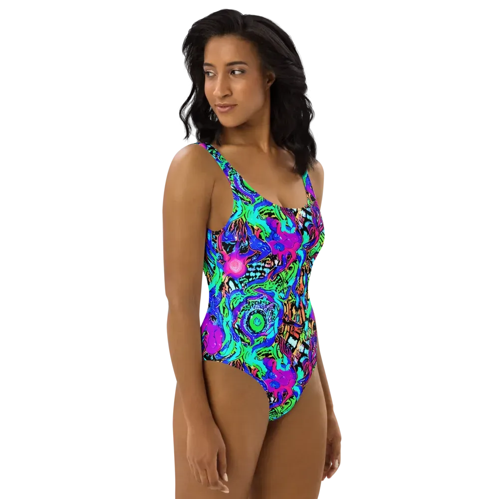 Hypercolor Jungle on One-Piece Swimsuit — Right
