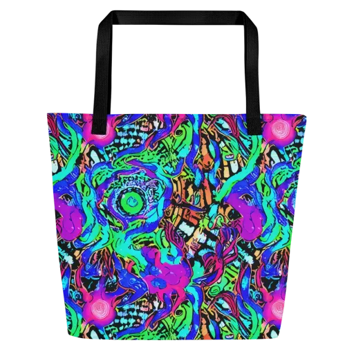 Hypercolor Jungle on a Large Tote Bag W/ Pocket