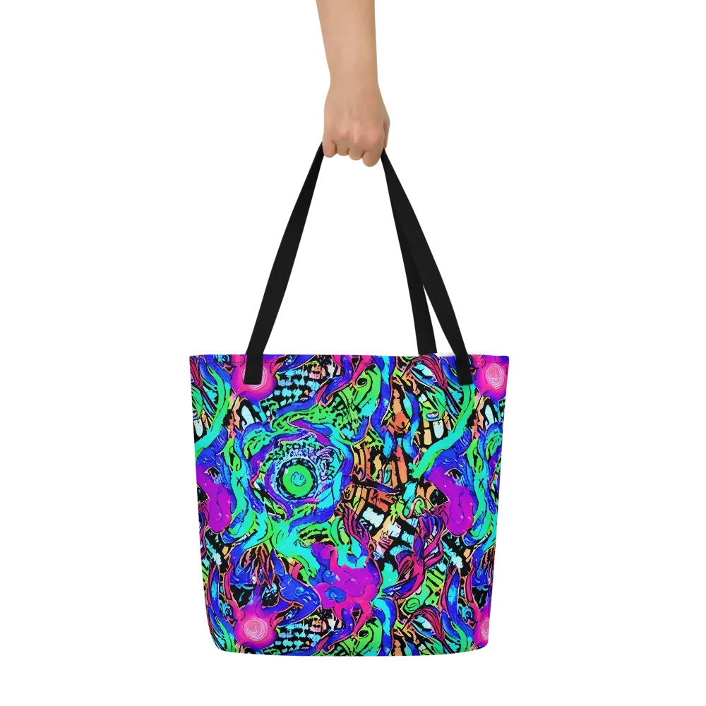 Hypercolor Jungle on Large Tote Bag W/ Pocket — Front